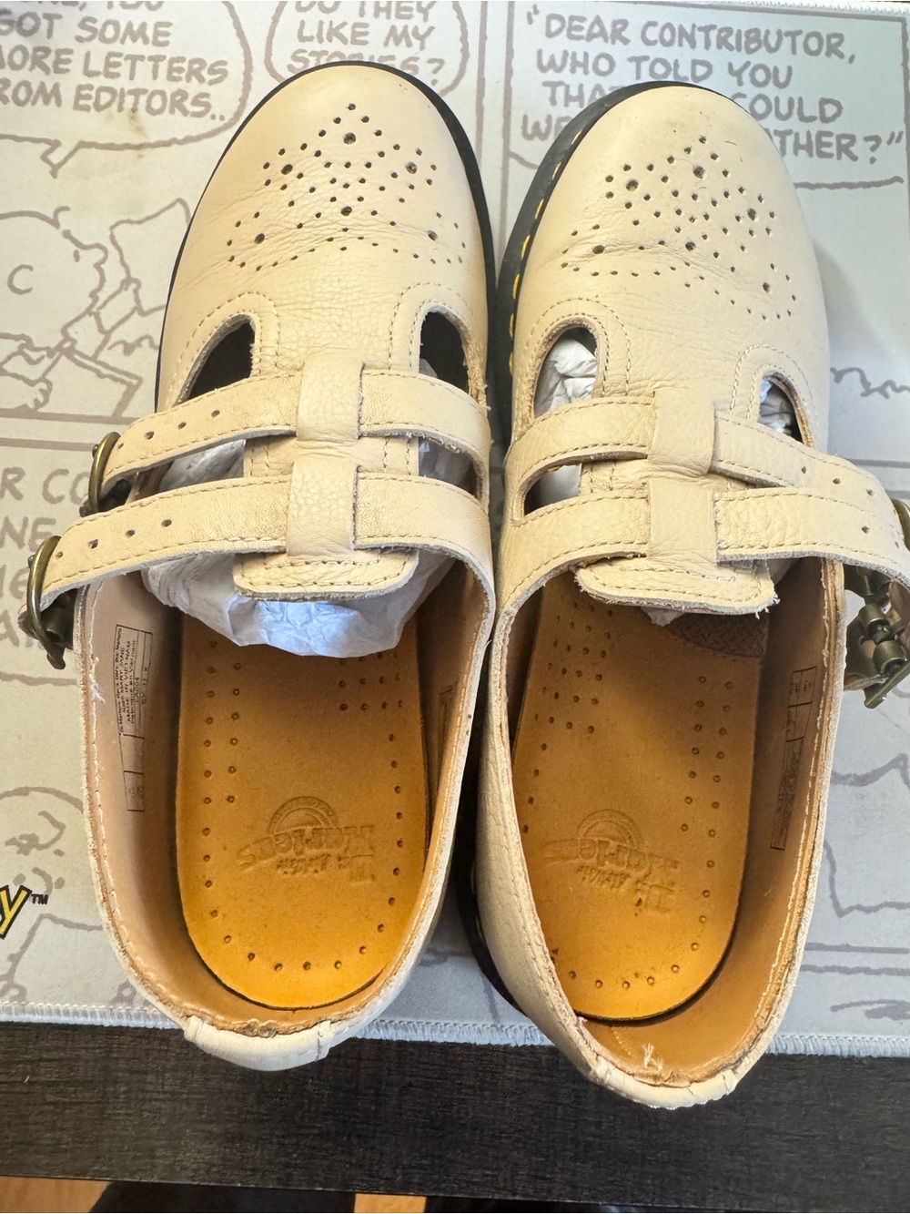 Dr. Martens Cream Leather Mary Jane Shoes